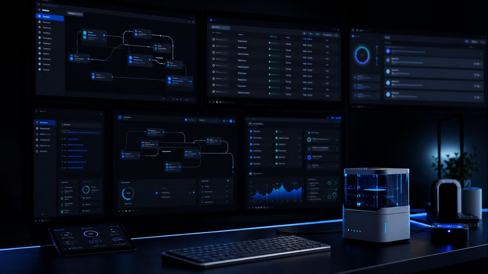 Automation command center with dashboards and connected workflows without people